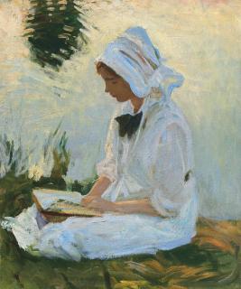 John Singer Sargent - Girl reading by a stream