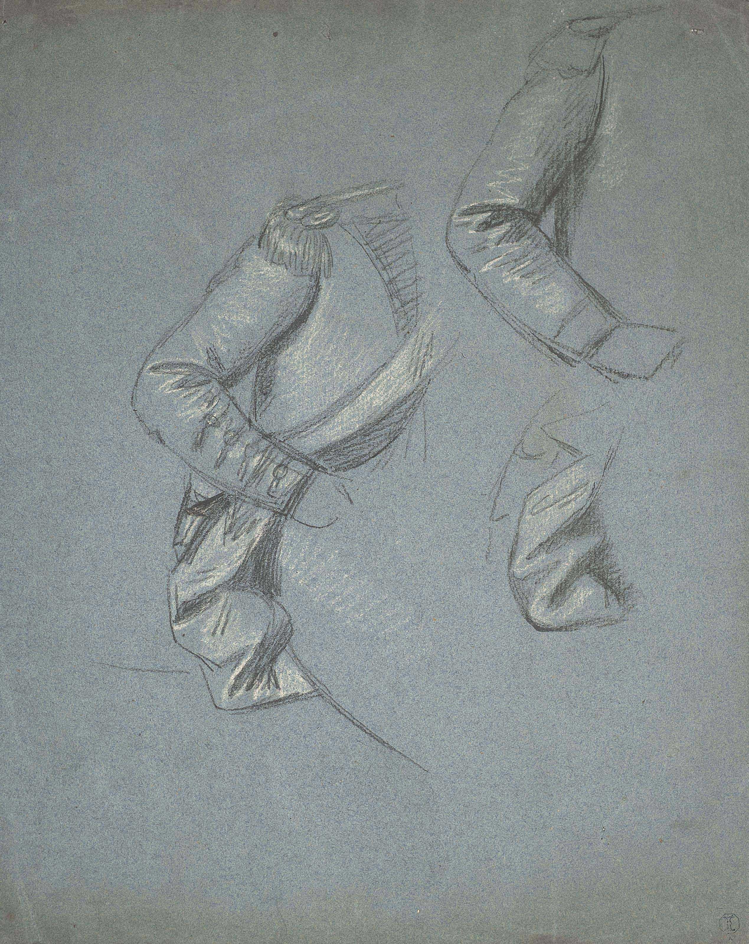 John Singleton Copley, R.A. - Drapery studies for The Death of Major Peirson; and The Baptism of Saint John the Baptist (recto and verso)