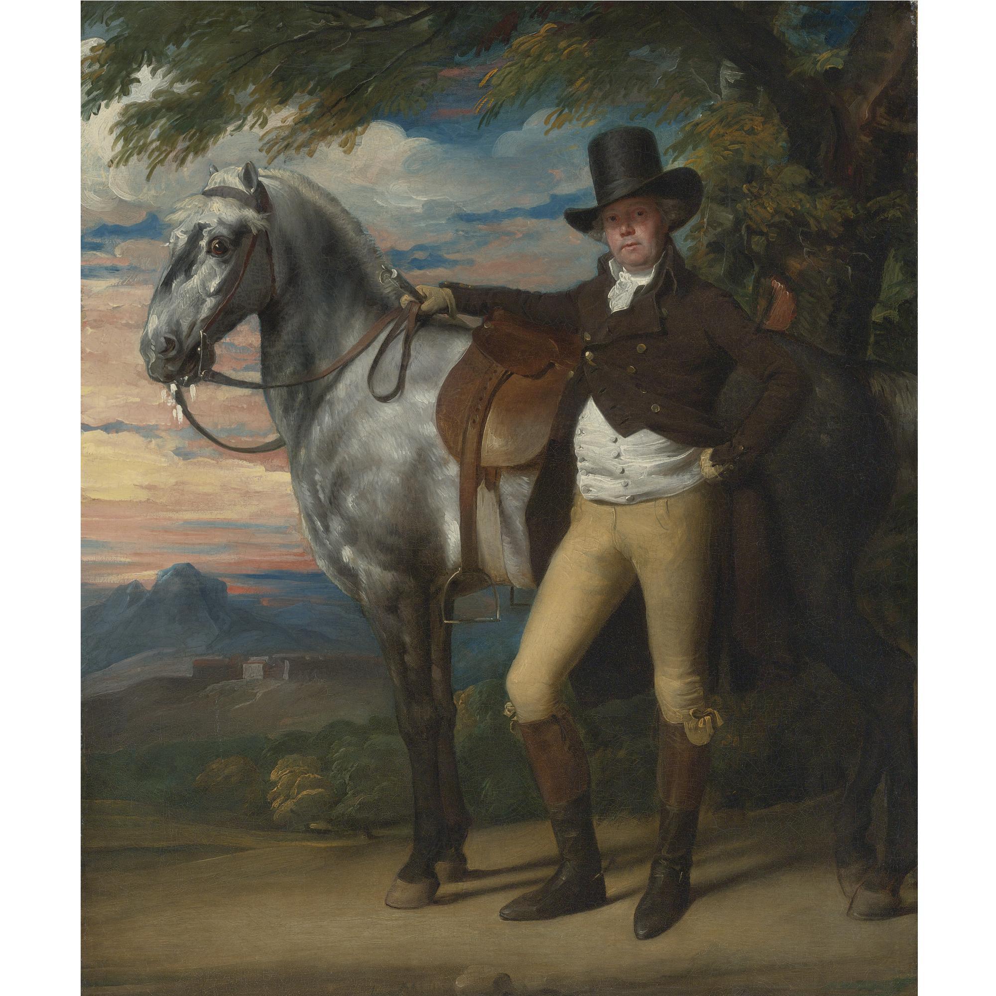 John Singleton Copley - John Wombwell (D.1795) With A Grey Hunter