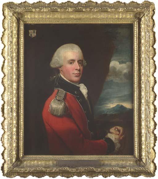 John Singleton Copley - Portrait of Henry Belasyse, 2nd Earl Fauconberg (1743-1802), half-length, in uniform, in a landscape