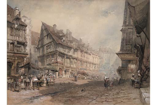 John Skinner Prout, N.W.S. - Market Day, Rouen