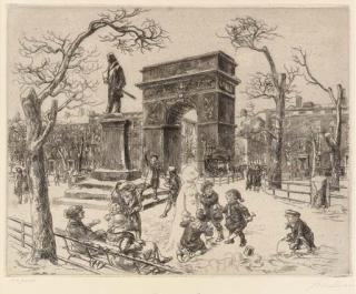 John Sloan - Sculpture in Washington Square; and The Lafayette (M. 218; and 233)