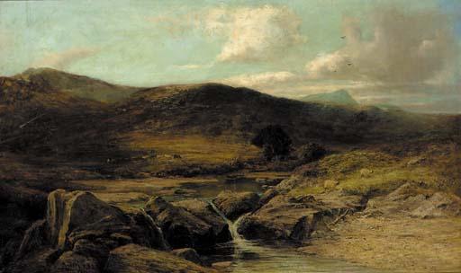 John Smart, R.S.A., R.B.A., R.S.W. - Cattle and sheep in a Highland landscape
