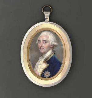 John Smart - Admiral Sir John Lindsay (1737-1788), In Gold-Bordered Naval Uniform With Gold Buttons, White Facings, White Waistcoat And Cravat, Wearing The Breast-Star And Red Sash of The Order of Bath, Powdered Hair En Queue