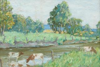 John Smellie - A summer evening by a river