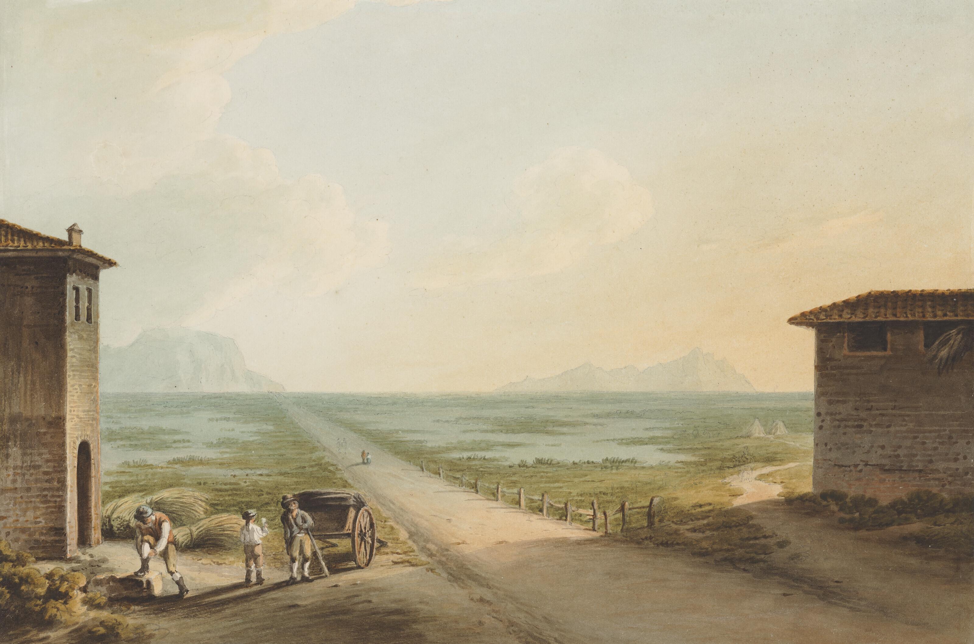 John Smith, O.W.S. - The new road over the Pontine Marshes, near Rome