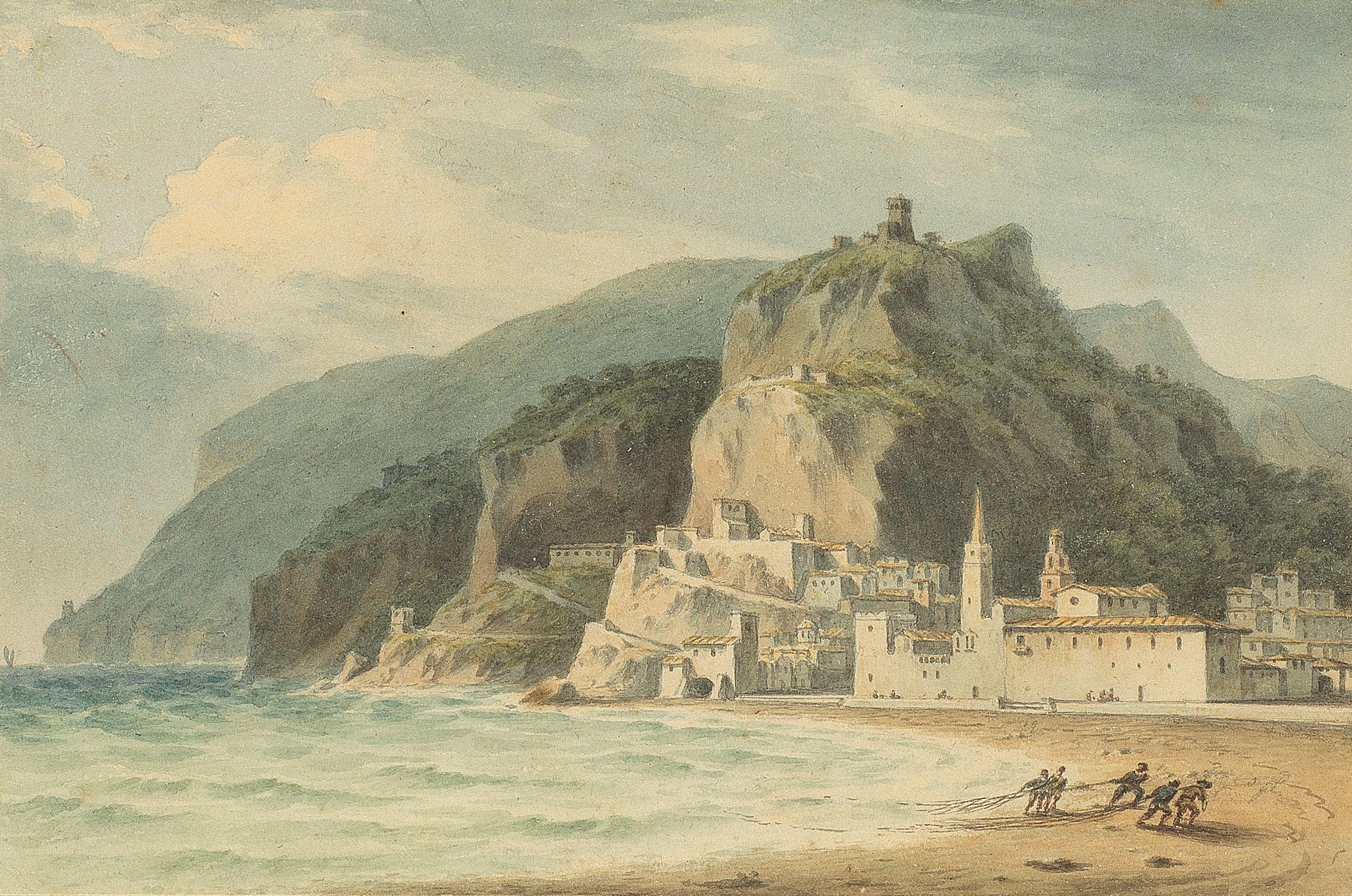 John Smith - View of Amalfi, on the Gulf of Salerno with figures in the foreground