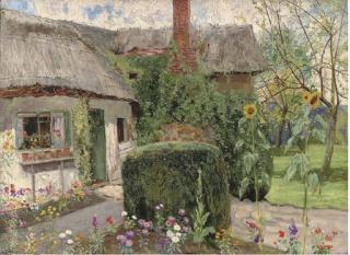 John Sowerby - A cottage garden, Sutton Courtenay, Abingdon