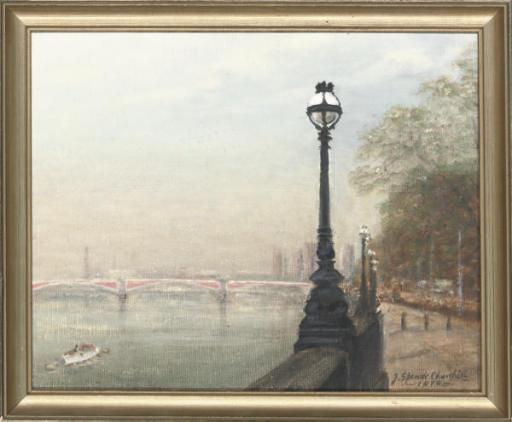 John Spencer Churchill - Battersea Bridge At Dawn