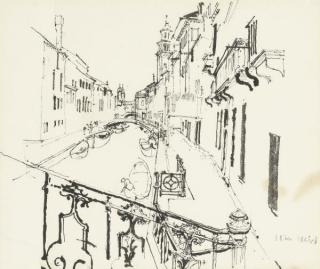 John Stanton Ward, R.A., R.W.S. - A view down a Venetian canal