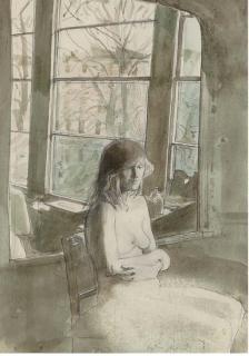 John Stanton Ward, R.A., R.W.S. - Study of A Female Nude, Seated Before A Window