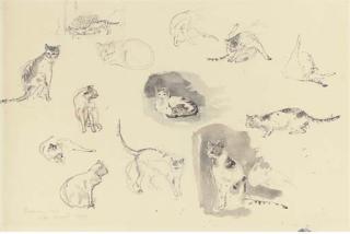 John Stanton Ward, R.A. - Studies of Roman cats