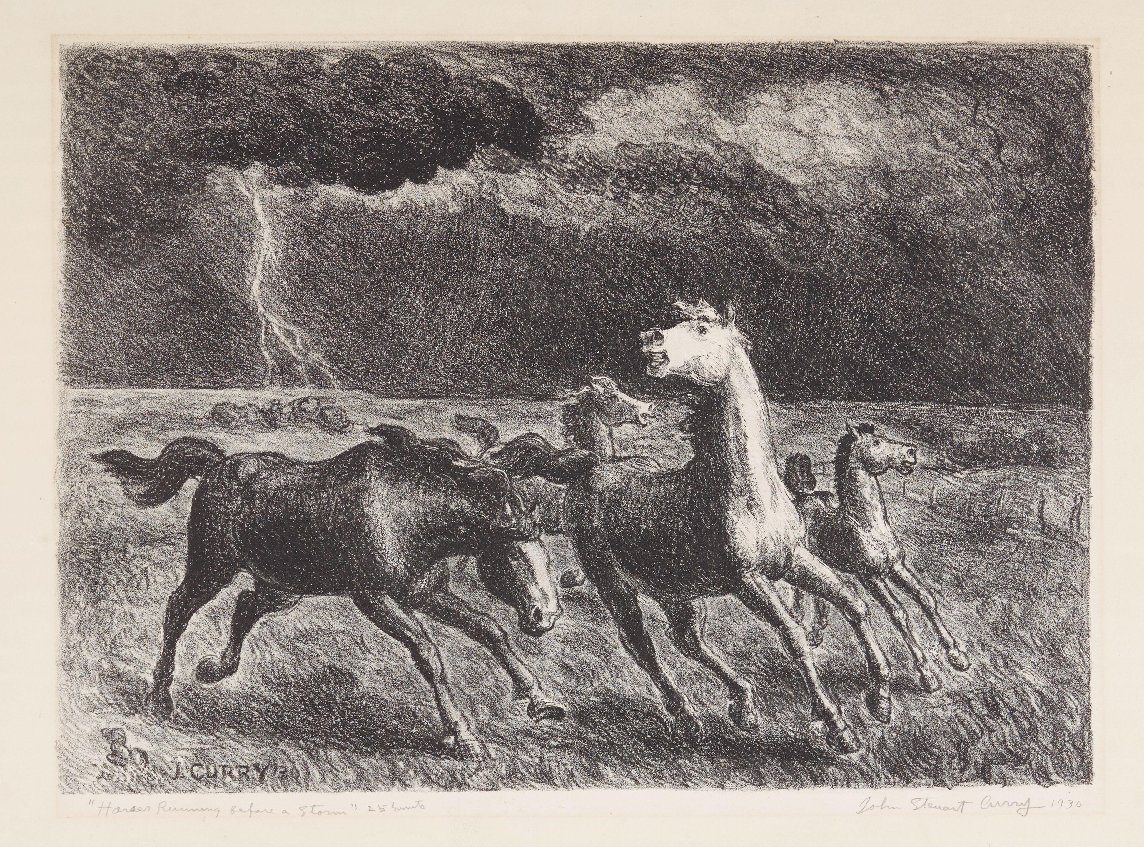 John Steuart Curry - Horses Running Before A Storm