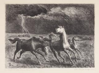 John Steuart Curry - Horses Running Before A Storm