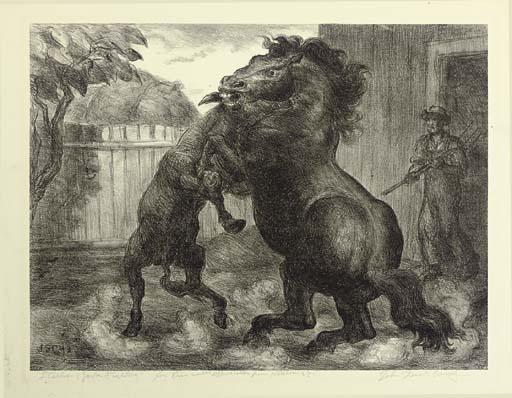 John Steuart Curry - Stallion and Jack Fighting (C. 37; Cz. 39)