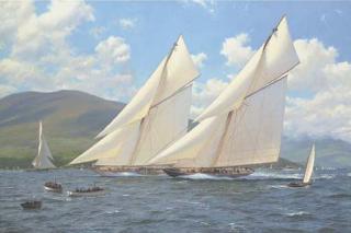 John Steven Dews - Britannia racing Vigilante and Marjorie on the Clyde, 1894