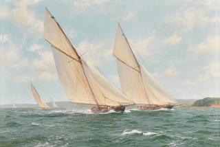John Steven Dews - \'Brynhild\' Racing off Cowes circa 1901