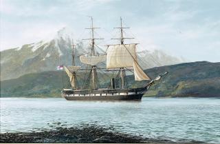 John Steven Dews - H.M.S. Challenger in Royal Sound, Kerguelen Island, in the Southern Ocean