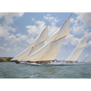 John Steven Dews - Lulworth Powering Through The Lee - Cowes 1927;  Britannia, Lulworth, Westward And White Heather Ii