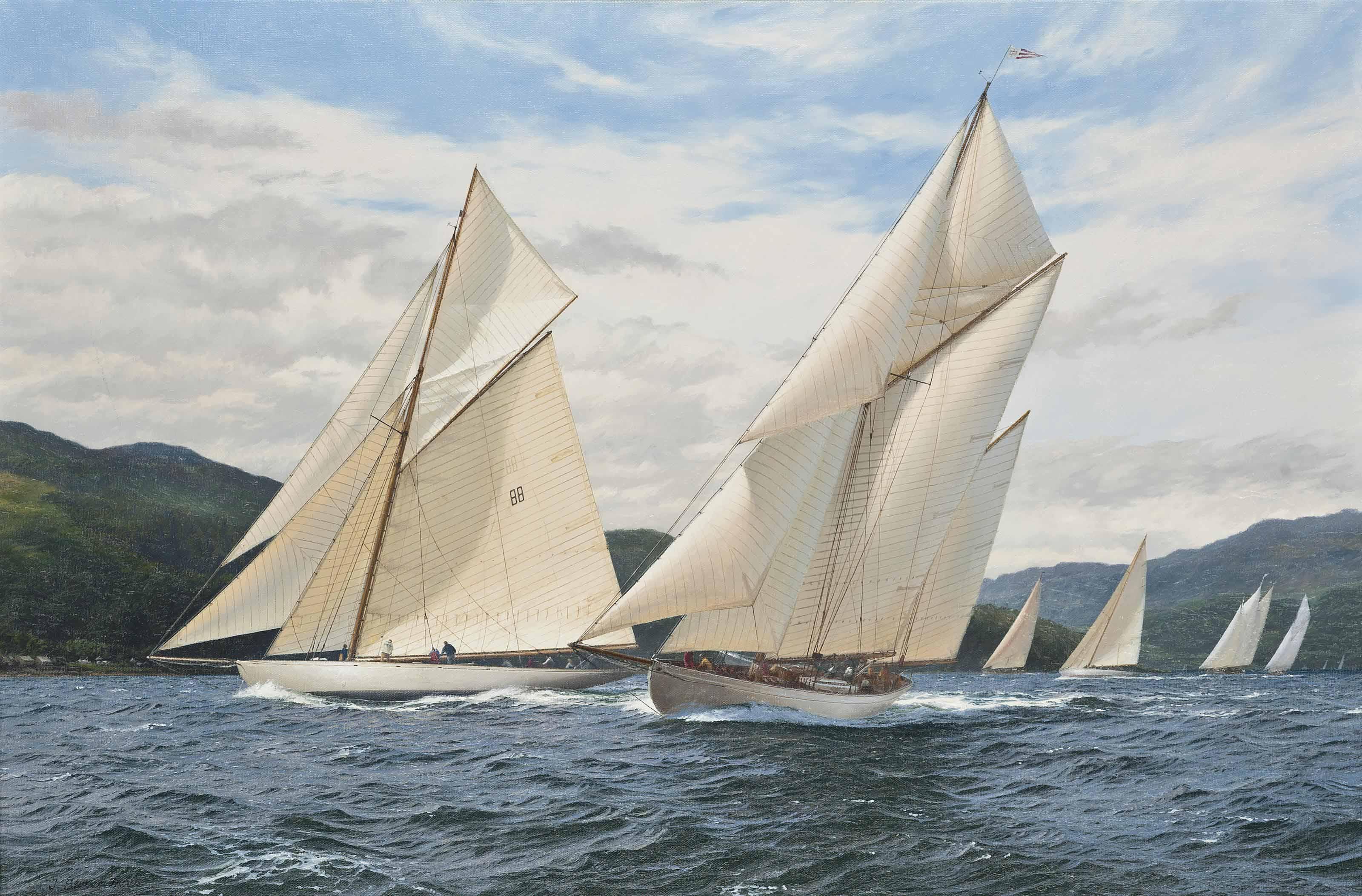 John Steven Dews - Moonbeam and Kentra on the windward leg, the Clyde