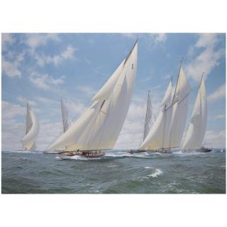 John Steven Dews - Round The Leeward Mark, Candida Leads Westward, Cambria, Britannia, White Heather Ii And Lulworth, Cowes, 1930