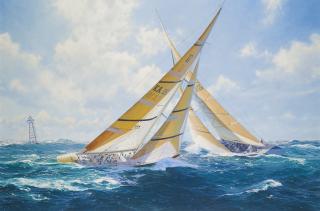 John Steven Dews - The America\'S Cup, 1987 - Stars And Stripes Crossing Ahead Of Kookaburra Iii
