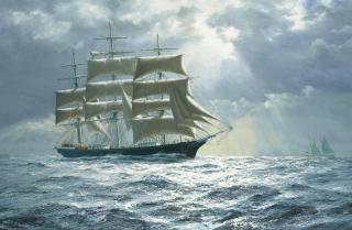 John Steven Dews - The China Tea Clipper Blackadder At Sea In The Moonlight