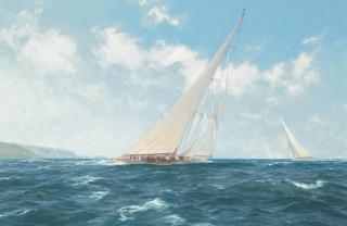 John Steven Dews - Velsheda beating to windward off the Needles