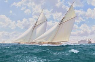 John Steven Dews - Vigilant Racing Valkyrie for the America\'s Cup off Rhode Island, 1893