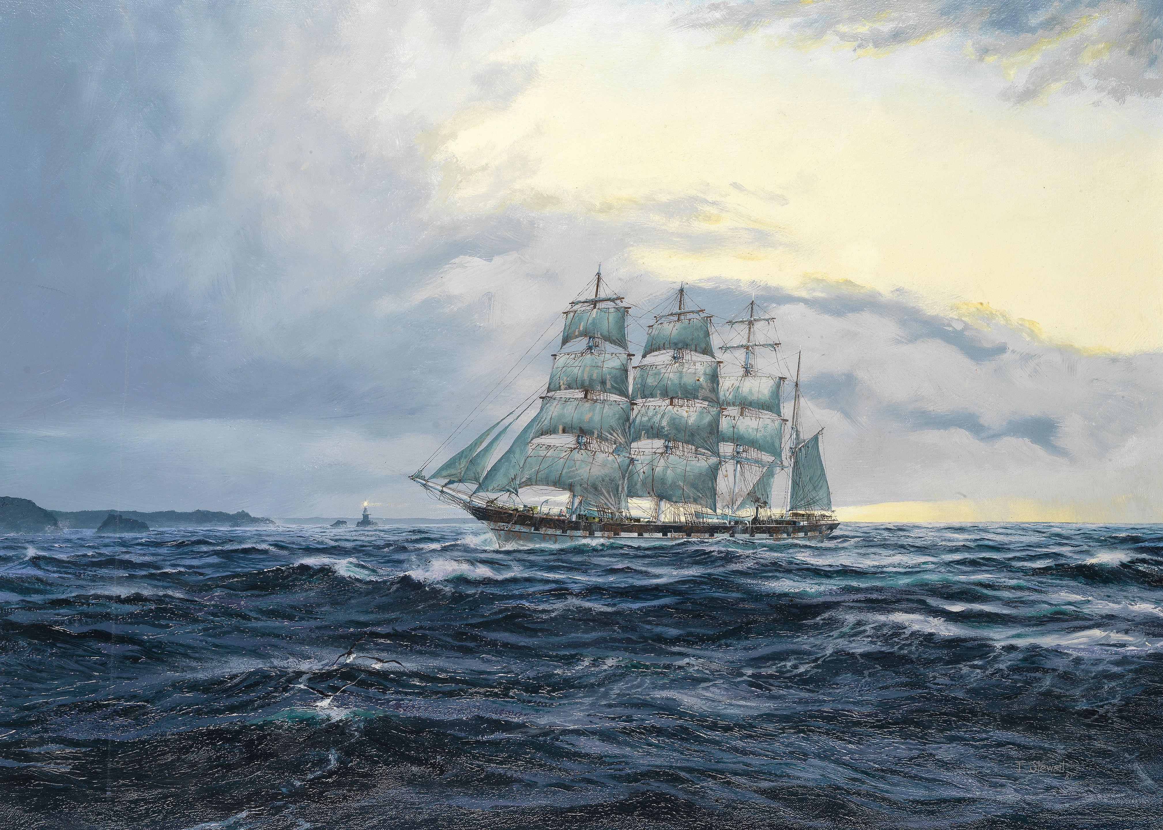 John Stewart - A clipper returning into coastal waters after a long journey at sea
