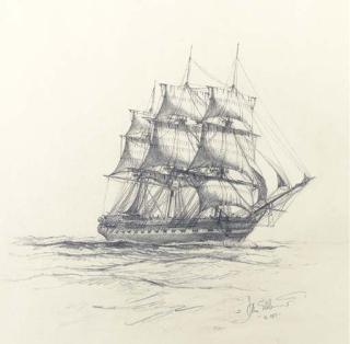 John Stobart - A clipper ship in calm Waters and The Robert E. Lee