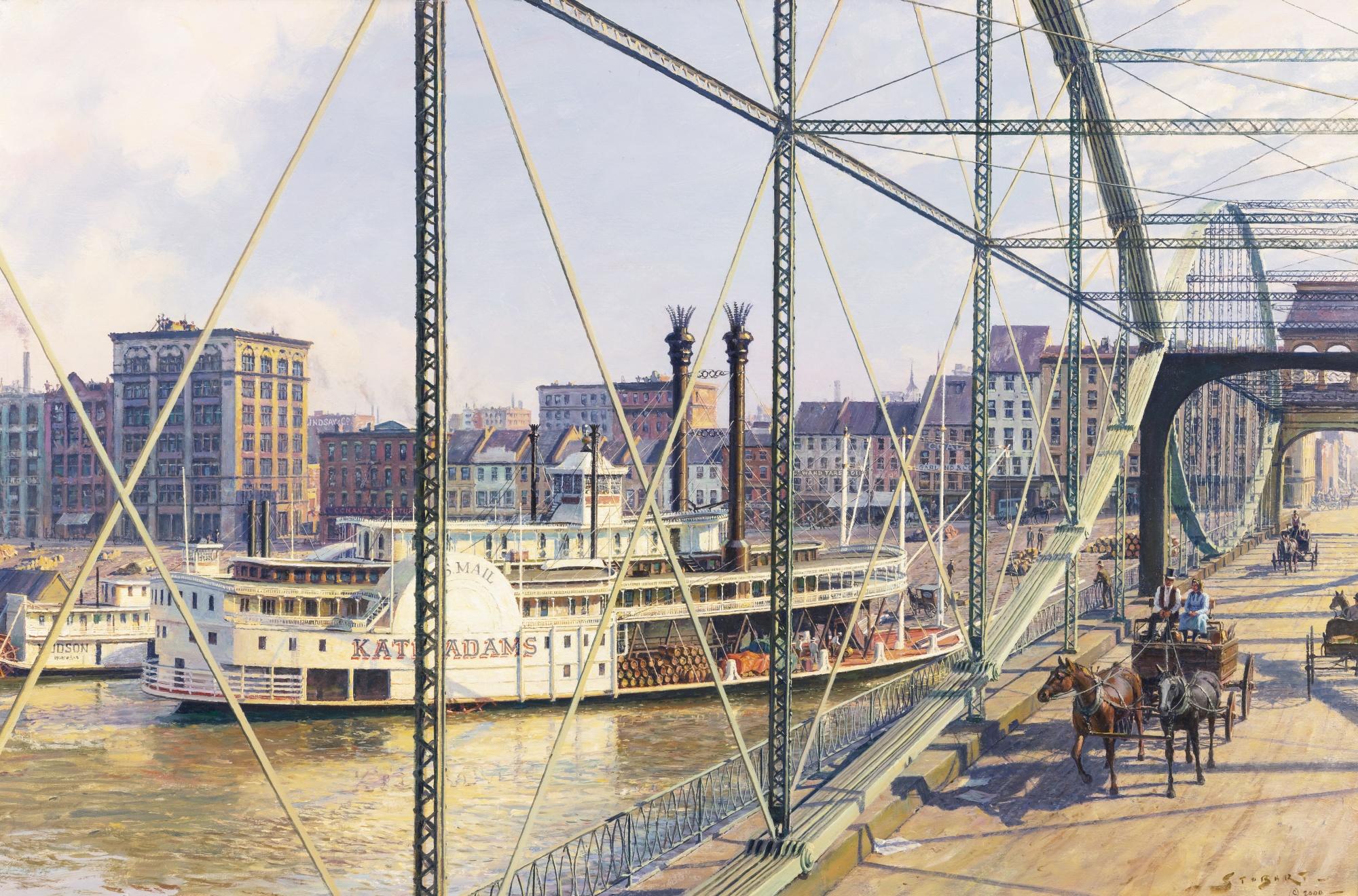 John Stobart - Pittsburgh, The Monongahela Wharf Circa 1883