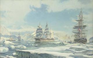 John Stobart - The Charles W. Morgan in company with the bark Janet of New Bedford and other whaling ships north of the Bering Straits