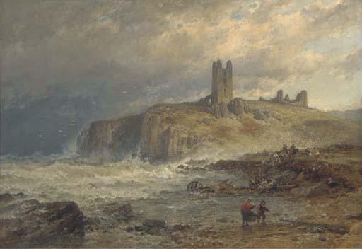 John Syer, R.I., R.O.I. - Salvaging A Wreck, Dunstanborough, Northumberland