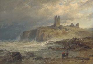 John Syer, R.I., R.O.I. - Salvaging A Wreck, Dunstanborough, Northumberland
