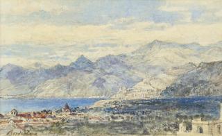 John Syer, R.I. - Xebecs off an Italian harbour; and Bordighera viewed from the hills (illustrated)