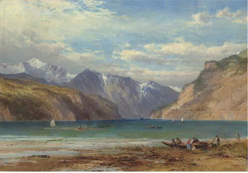 John Syer - A view across a river, traditionally identified as the Rhine