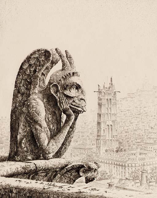 John Taylor Arms - Le Penseur de Nôtre Dame, from Gargoyle Series (Arms 139; Fletcher 136)