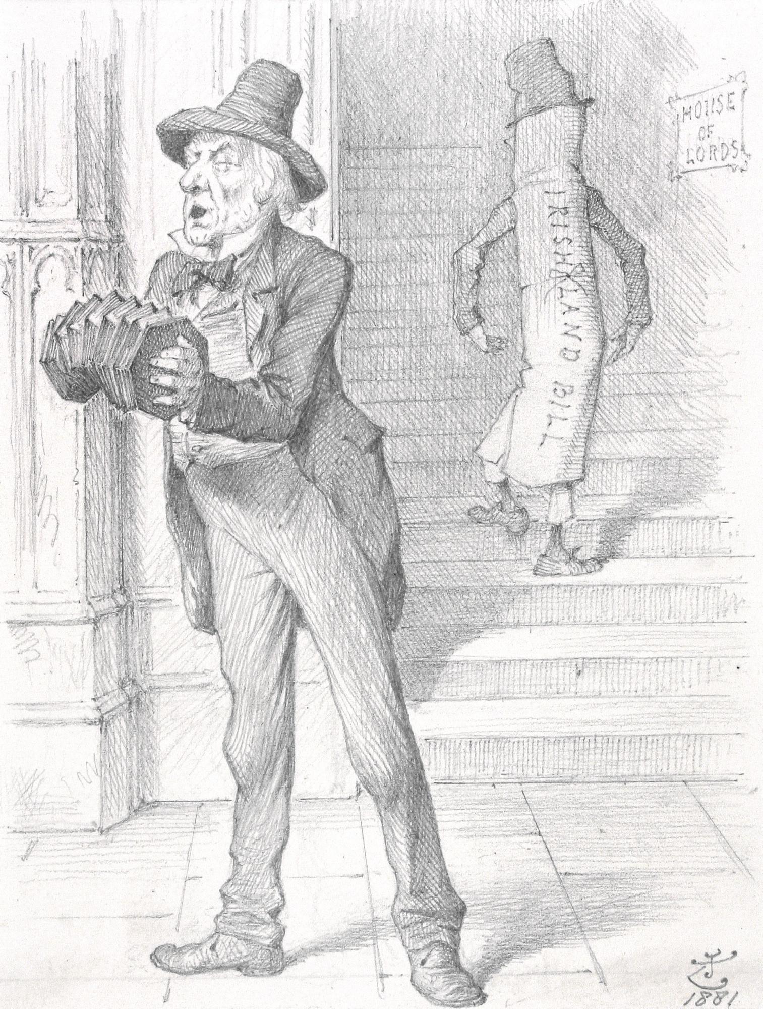 John Tenniel - ‘Au Revoir!’ (‘Weg (Outside The House Of Lords, Singing Confidently): “He Will Return – I Know Him Well –”’)