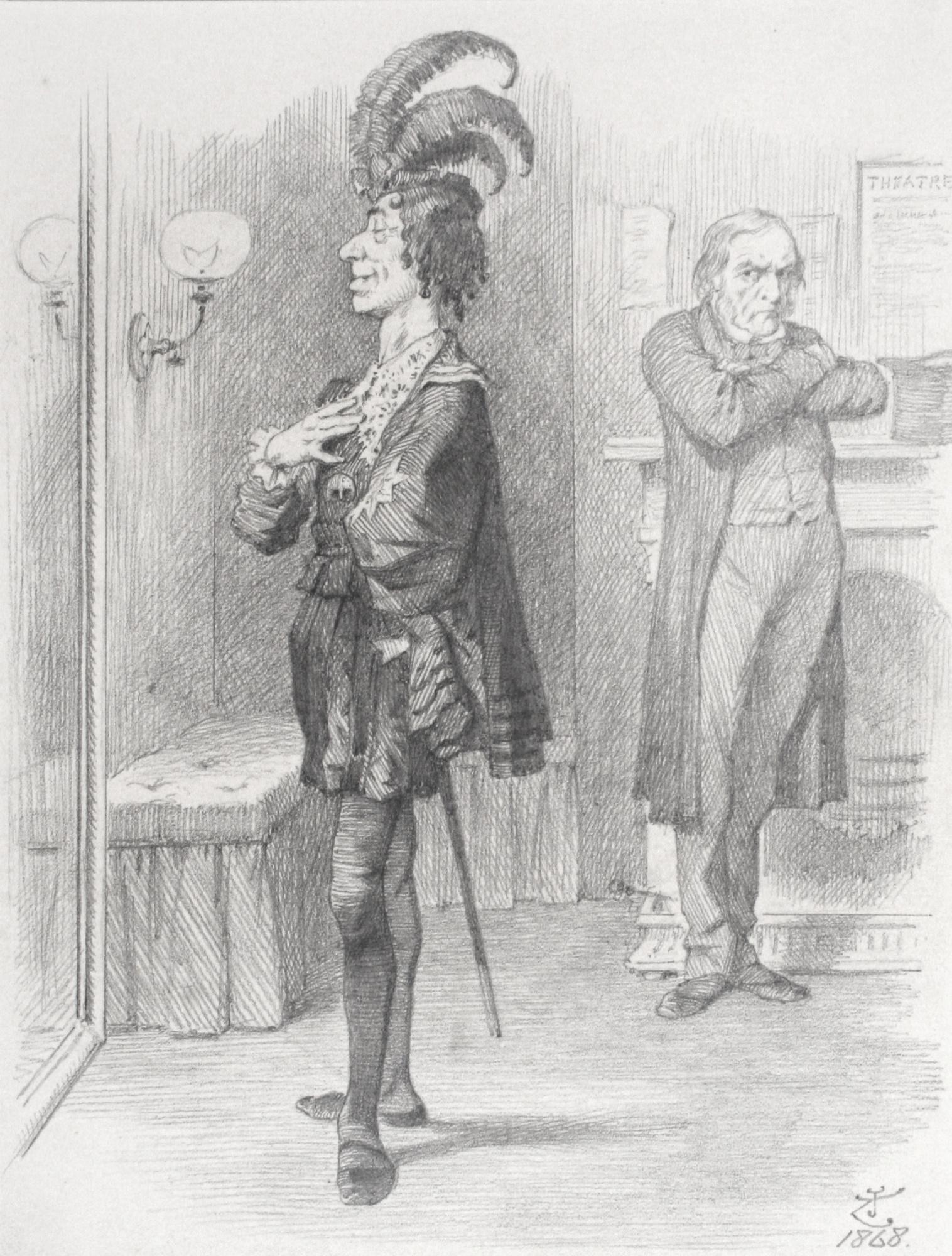 John Tenniel - ‘Rival Stars’ (‘Mr Bendizzy (Hamlet) “‘To Be Or Not To Be, That Is The Question:’ – Ahem!” Mr Gladstone (Out Of An Engagement) [Aside] “‘Leading Business’, Forsooth! His Line Is ‘General Utility!’ Is The Manager Mad? But No Matte-Rr – A Time Will Come –”’