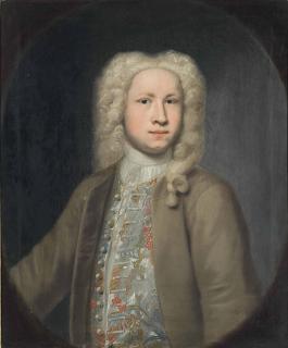 John Theodore Heins, Snr - Portrait of John Davy, half-length, in a brown coat and embroidered waistcoat