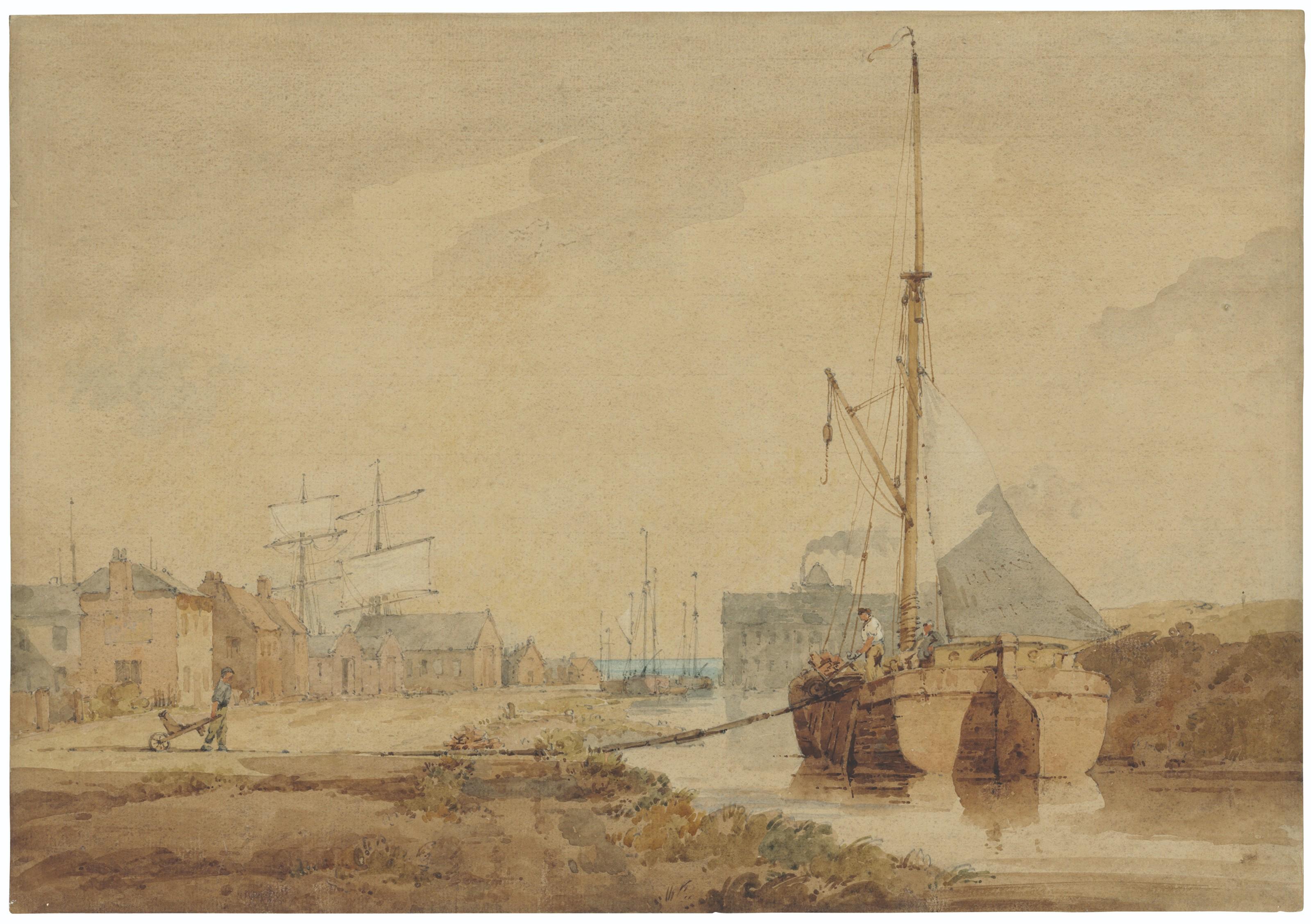 John Thirtle - A barge on a canal, Norfolk