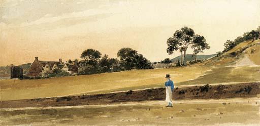 John Thirtle - The outskirts of Norwich, with Cow Tower in the distance