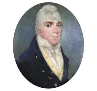 John Thomas Barber Beaumont - A gentleman, in blue coat, white waistcoat, and yellow gilet