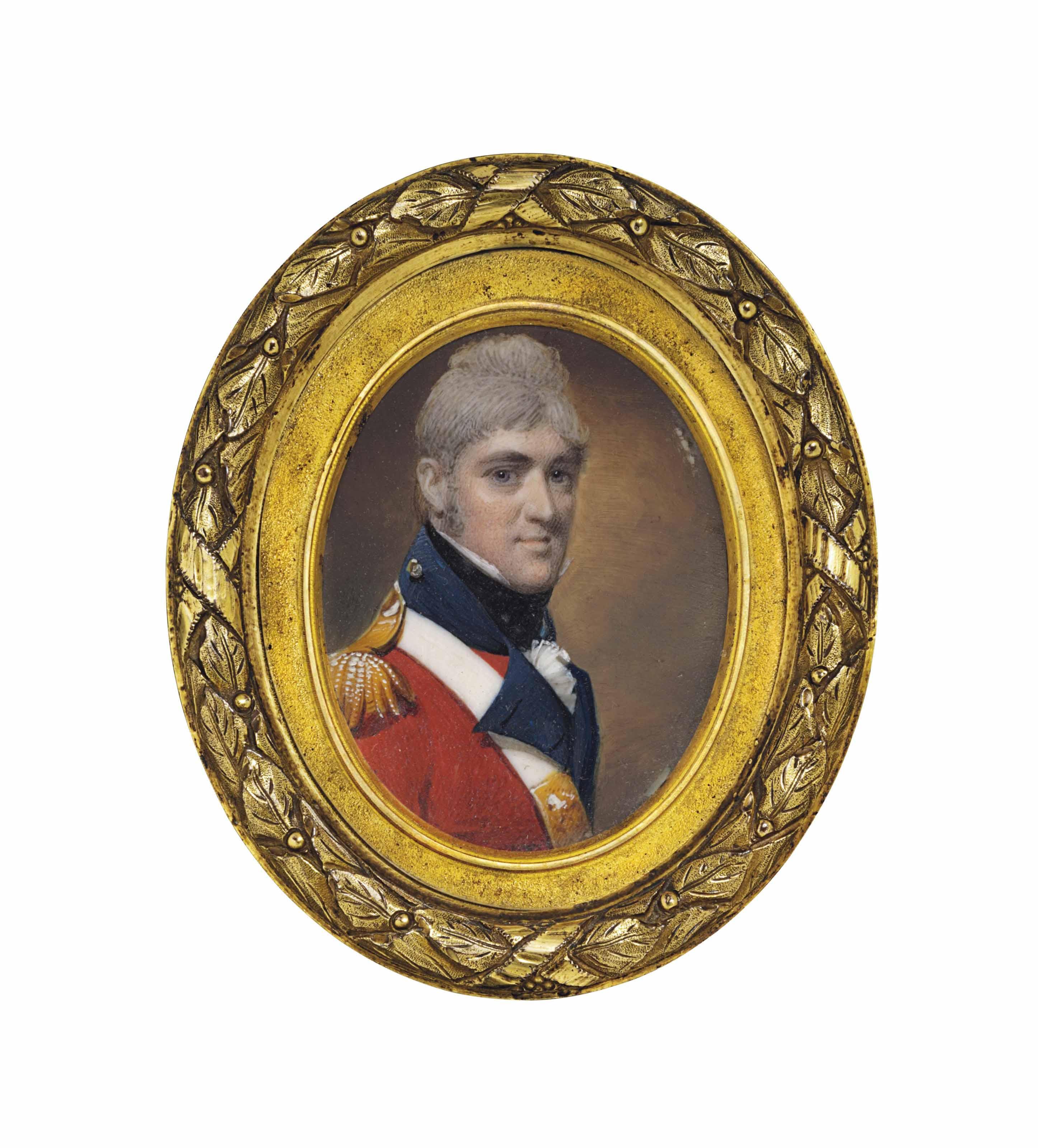 John Thomas Barber Beaumont - Captain Peter Lely (1774-1832), In The Scarlet Uniform Of The Royal Marines, With Blue Facings And Gold Epaulettes, White Cross-Belt And Plate, Lace Cravat
