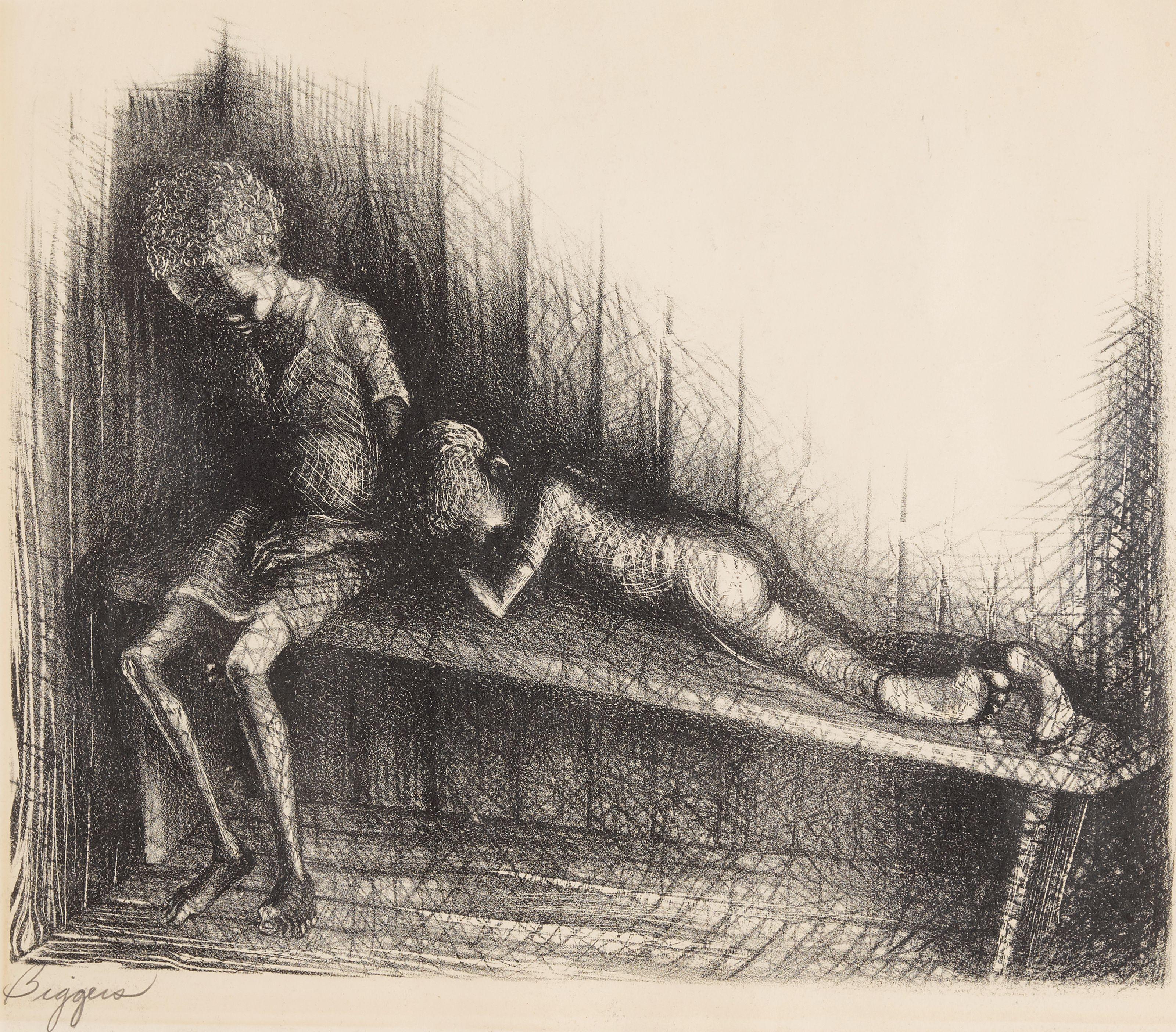 John Thomas Biggers - Two Youths on Bench