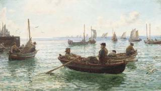 John Thomas Hamilton Macallum, R.I., R.S.W. - Lobster fishermen leaving harbour