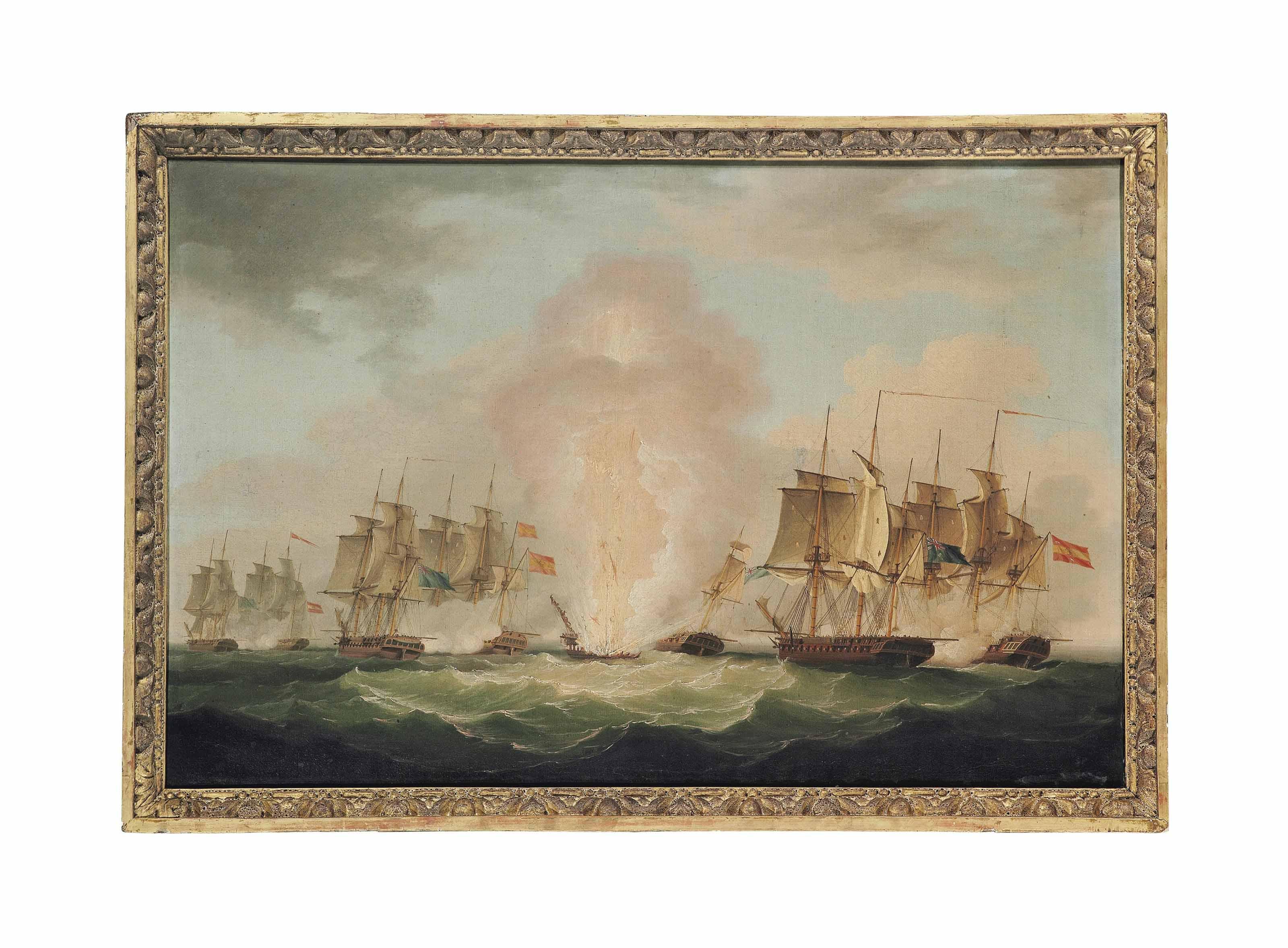 John Thomas Serres - The blowing up of the Spanish Frigate Mercedes at the Battle of Cape Santa Maria, 1804