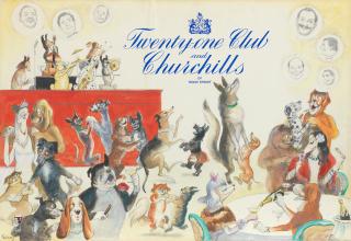 John Thomas Young Gilroy - A Doggy Dance - Poster Design for Twenty-One Club and Churchills of Bond Street