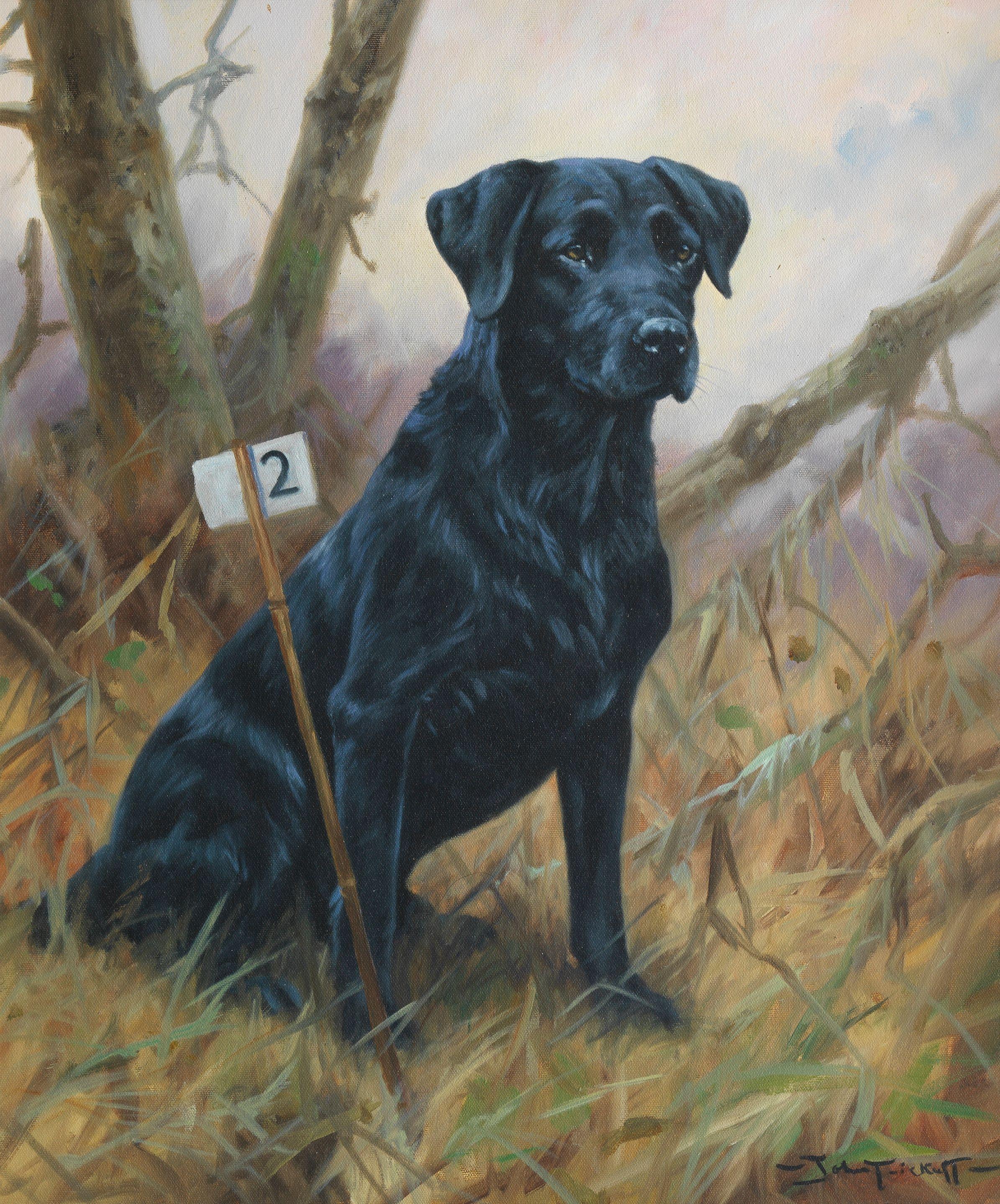 John Trickett - At the peg - A Black Labrador